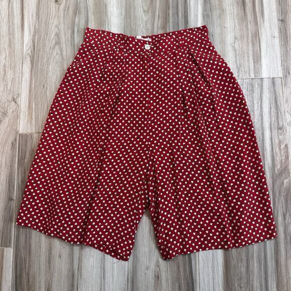 VTG Red Polka Dot Shorts Multicolor Mom High Waisted Size‎ 8 Retro Twee Pleated